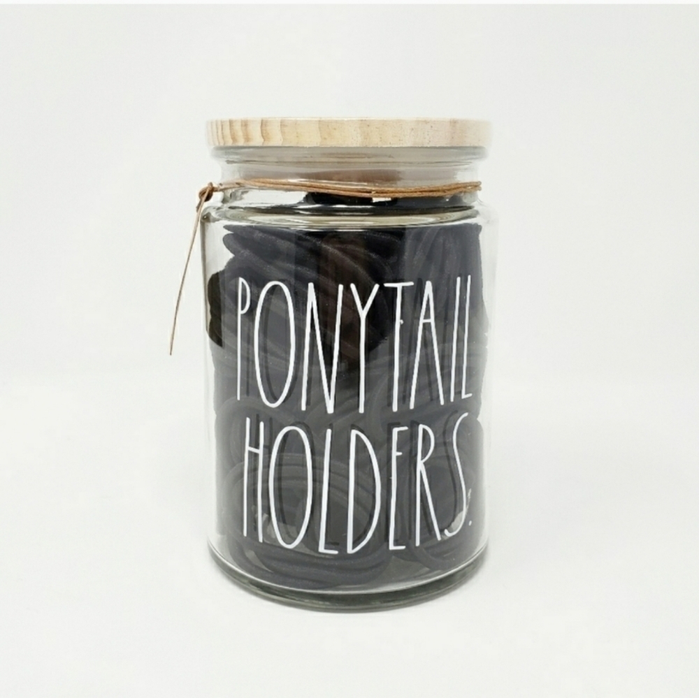 RAE DUNN Ponytail holder jar container cellar - Picture 1 of 3